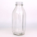 empty 1liter 1000ml clear square glass milk bottles for Storing Milk Juice Water with tamper proof lids